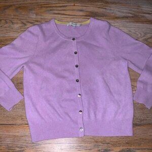 BODEN lavender 100% cashmere 3/4 sleeve cardigan sweater/exc cond/6